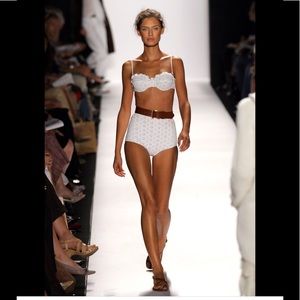 MICHEAL KORS WHITE EYELET 2 PIECE BIKINI